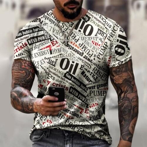 Summer New 3D Printed Streetwear T-Shirt For Men Oversized Casual Breathable Quick-Drying Tops Hot Sale Newspaper Tees For Male