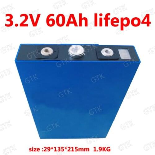 GTK 3.2v 60ah lifepo4 5C 600A rechargeable bateria for diy 12v 24vSolar energy storage ebike beach cruiser light van Forklift