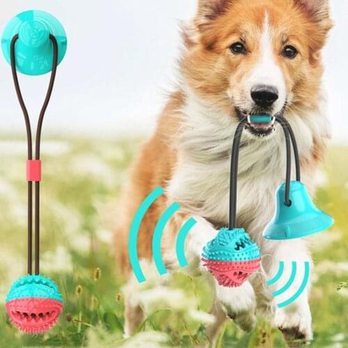 Dog Toys Silicon Suction Cup Tug Interactive Dog Ball Toy For Pet Chew Bite Tooth Cleaning Toothbrush Feeding Pet Supplies
