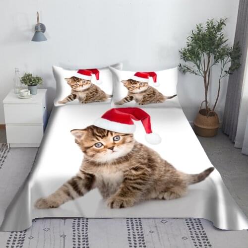 Lovely Cat Bed Sheet Set Bed Sheets And Pillowcases 3d Bedding Digital Printing Flat Sheet 100% Polyester Bedding Set