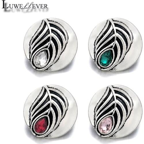 Leaves Component 050 Crystal 3D 18mm Metal Snap Button For Bracelet Necklace Interchangeable Jewelry Women Accessorie Findings