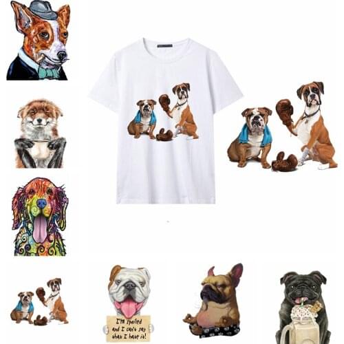 Cute Animal Dogs Heat Transfer Sticker Critters Patches For DIY T-shirt Hoodie Clothes Applique Decor 2020 Hot Sale