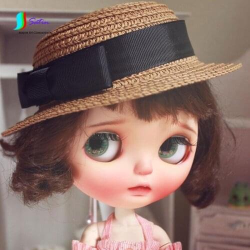 Fashion Handmade Doll Decoration Accessories Cute Bow Hat Doll Coffee White Bow Ttop Hat Grass Hat Beautiful 1pc/lot S616P