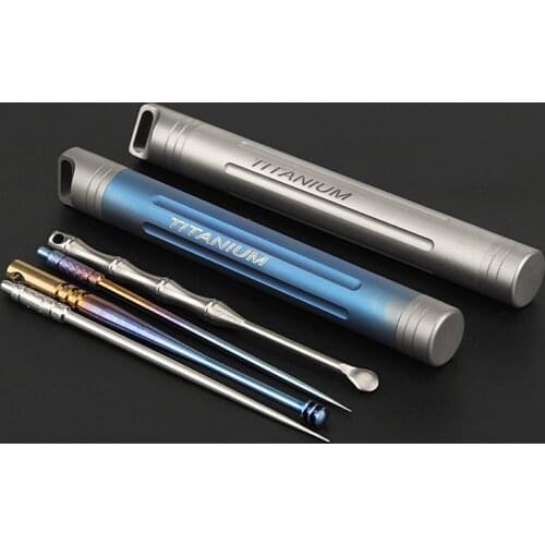 1Set Titanium Seals Bottle Key Accessories Toothpick-Holder Ear Spoon Bottle EDC Multi-Function Tool