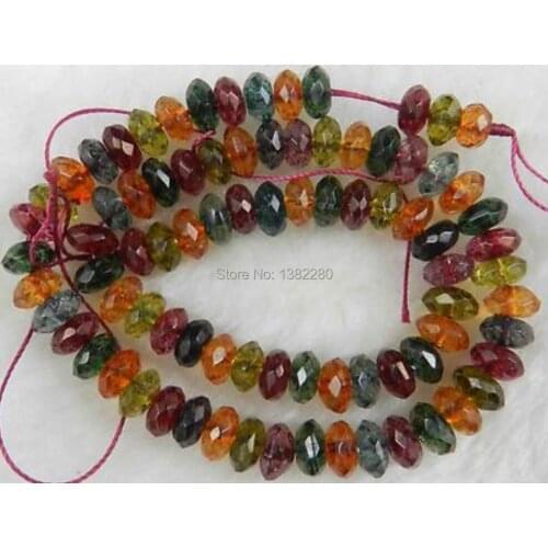 ! Natural 5x8mm Faceted Multicolor fashion moving Tourmaline Loose Beads 15" JT5068