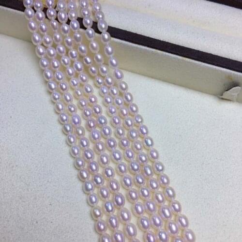 Freshwater Pearl necklace Rice shape with Size 4.5-5mm loose pearl strands DIY Jewelry Accessories