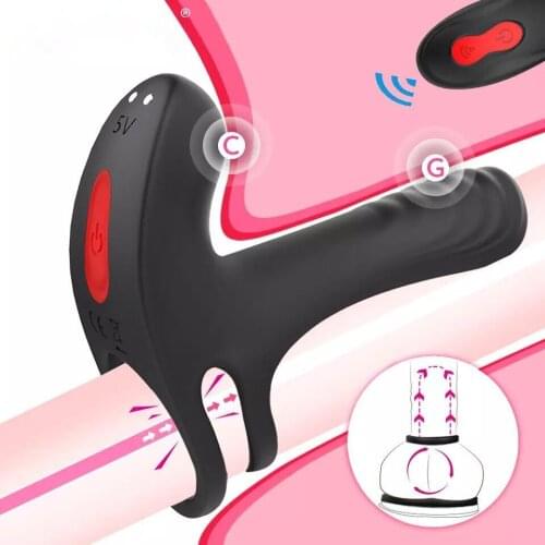 Couple G Spot Vibrator Penis Vibrating Cock Ring Vagina Clitoris Stimulator Erotic Adult Sex Toy Dildo for Women Starp on