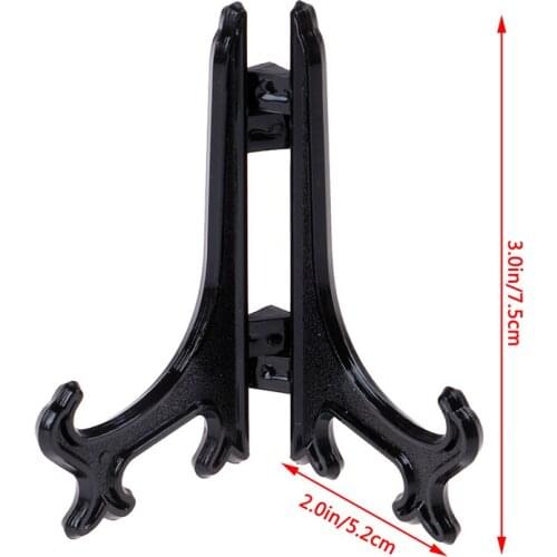 12 Pcs Portable Display Stand Stander Black/Clear 3inch Plastic Easels Plate Holders Picture Frames Photo Book Pedestal Holder