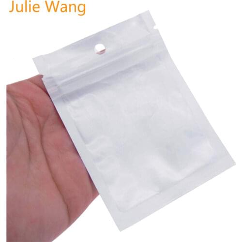 Julie Wang 50PCS White Clear Self Seal Zipper Plastic Retail Packaging Storage Poly Bag Zip lock Jewelry Package