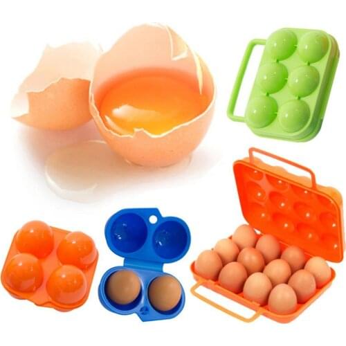 2/4/6/12 Grid Egg Storage Box Container Portable Plastic Egg Holder for Outdoor Camping Picnic Eggs Box Case Kitchen Organizer