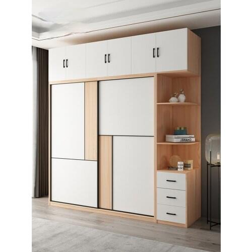 Solid wood wardrobe bedroom master bedroom sliding door glass sliding door storage wardrobe furniture
