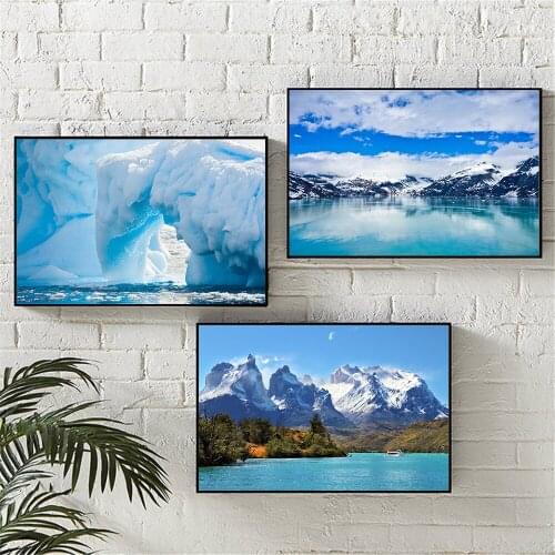 Nordic Decor Pop Art Modern Decoration Home Canvas Art Print Ice South North Pole Landscape Glacier Ocean Mountain Nature Poster