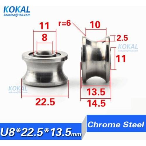 [U0822-13J]Free shipping 10PCS high quality inner 8mm pulley rail steel ball bearing wheel roller tools guide pulley 0822UU