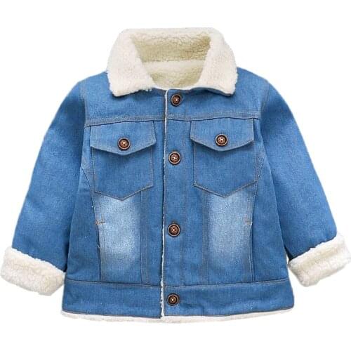 Thicken Children Denim Jacket Keep Warm Autumn And Winter New Casual Fashion Long Sleeve Girls Outerwear 1-4 Years Kids Clothes