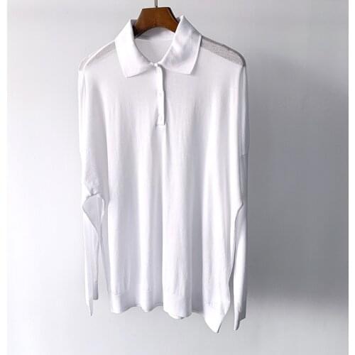 Women Shirt Spring and Summer New Three-color Micro-transparent Lapel Ladies Shirt