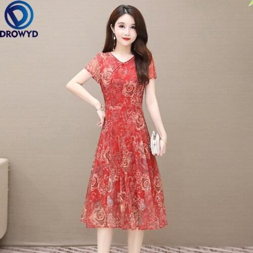 2021 Summer Sexy Beach Loose Dress for Women Fashion Printing Floral Vintage Dress Plus Size Women Casual Elasticity Party Dress