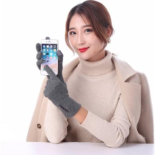 2019 Winter Gloves Women Female Keep Warm Solid Color Gloves Ladies Elegant Plush Wrist Mittens Ski Driving Glove Guantes