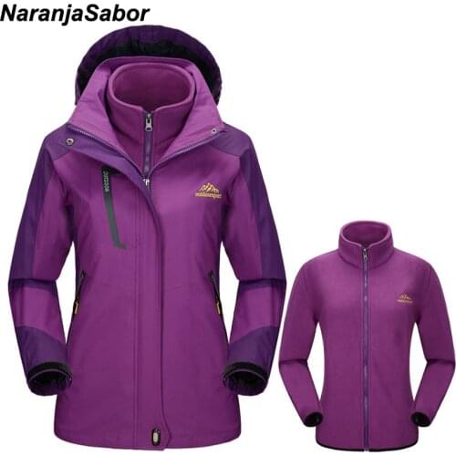 NaranjaSabor 2020 Winter Womens 2 Pieces Casual Jackets Waterproof Windproof Thermal Female Coats Removable Women Brand Clothing