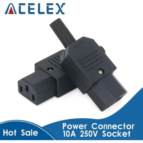 1 Pair New DIY 10A 250V Black IEC C13 C14 female male Plug Rewirable Power Connector 3 pin AC Socket