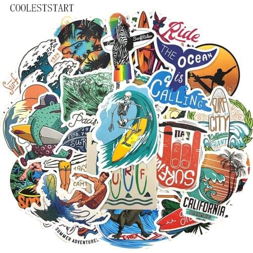 50Pcs/set Surfing Decal Stickers Outdoor Stickers For Refrigerator Motorcycle Skateboards Laptop Luggage Pegatinas Bicycle Toy