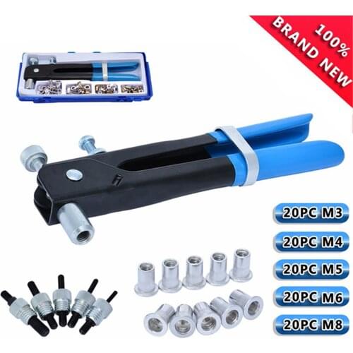 106pcs/set M3-M8 Blind Rivet Nut Riveter Gun with Rivnut Nutsert Insert Tool Kit