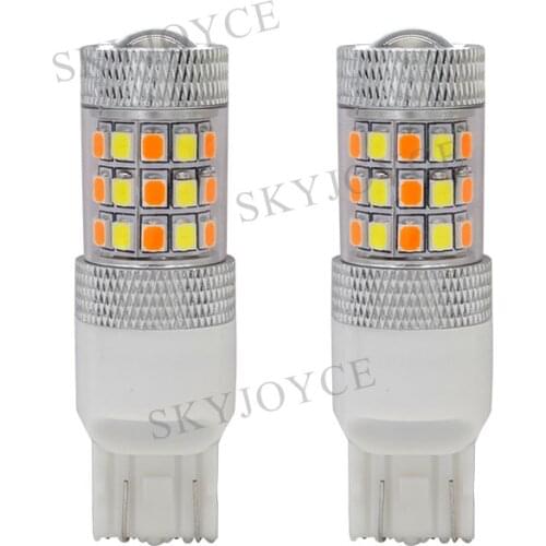 2021 T20 P21W 7443 2835 42SMD LED Bulb White/Amber Dual Color White+Yello No Hyper Flash 12V T20 Turn Signal Light Parking Light
