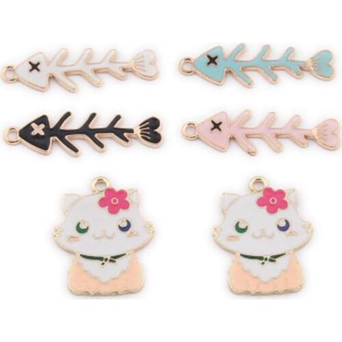 28-35MM 50Pcs Mix Colors KC Gold Color Glazing Jewellery Alloy Pendants Jewelry Charms