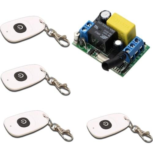AC220V 1CH 10A Radio Controller RF Wireless Relay Remote Control Switch 4 Ellipse Shape Transmitter +1 Receiver with Cover New