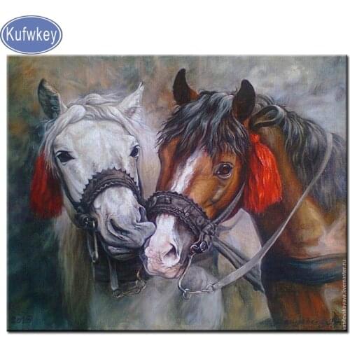 Full square drill diy diamond painting tow horses diamond embroidery animals diamond mosaic Rhinestone pictures new arrivals
