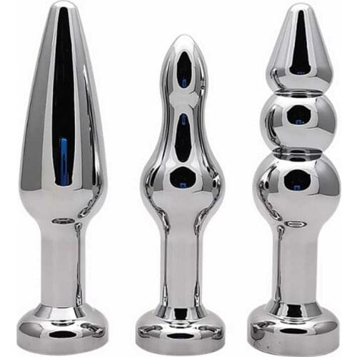 Stainless Steel Anal Beads G Spot Stimulate Anal Dilator 3 Size Metal Butt Plug Prostate Massager Adult Anal Sex Toy For Couples