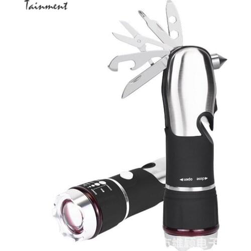 Car Broken Window Hammer Fire Emergency Escape Life-Saving Hammer Multi-function LED Flashlight Car Glass Broken Window Device