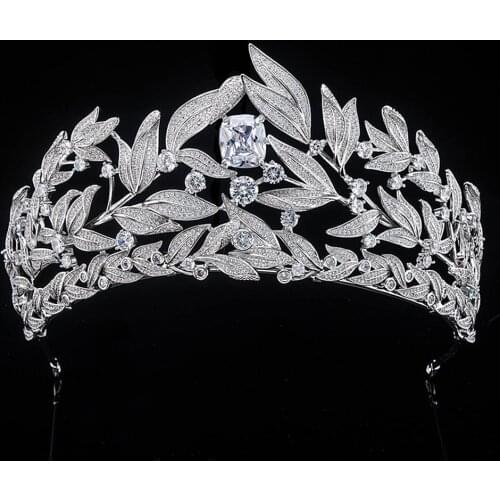 Sparkly Cubic Zirconia Royal Princess Wedding Bridal Tiaras and Crowns Zircon Girls Pageant Party Prom Hair Jewelry Accessories