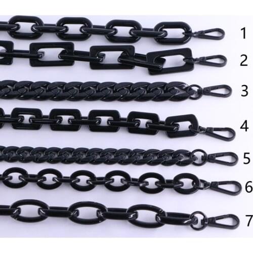 Black Acrylic High Quality Purse Chain Metal Shoulder Handbag Strap Replacement Handle Chain Metal Crossbody Bag Chain Strap