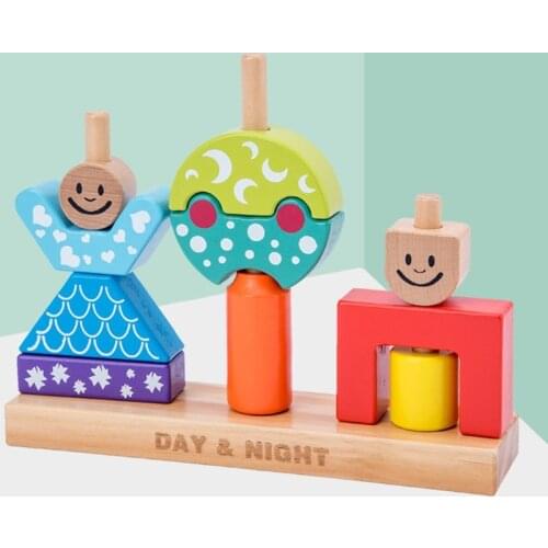 Wooden Stacking Block Interactive Toy Colorful Stimulation Puzzle Board Creative Sorting Game Plugging Toy Toddler Gift