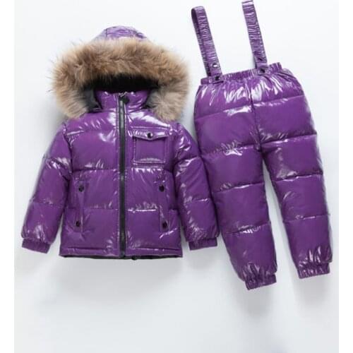 Childrens Clothing sets Boys and girls white duck down ski suit thick -30