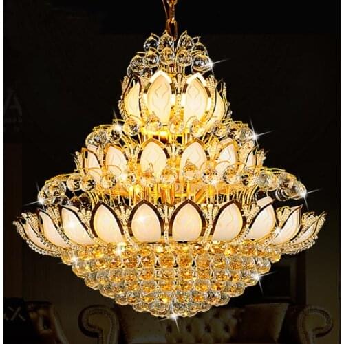 European Crystal Pendant Lights Lamp round the living room dining room air villa hotel lamp Lotus Temple re stairs LU71111 YM