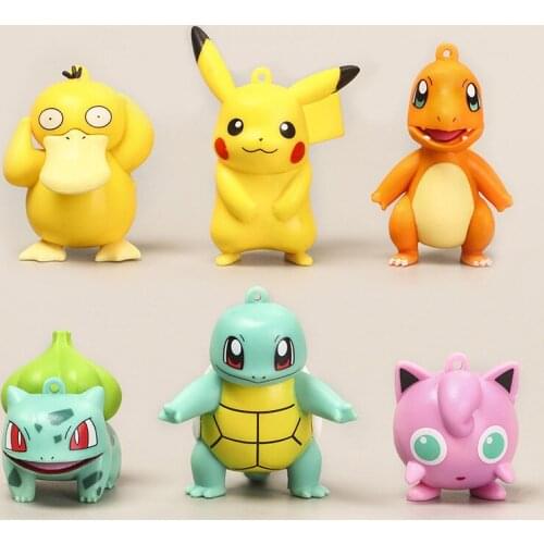 6Pcs/Set Pokemon Pikachu Anime Figures Charmander Psyduck Squirtle Jigglypuff Bulbasaur High Quality Toy Model Kids Best Gifts