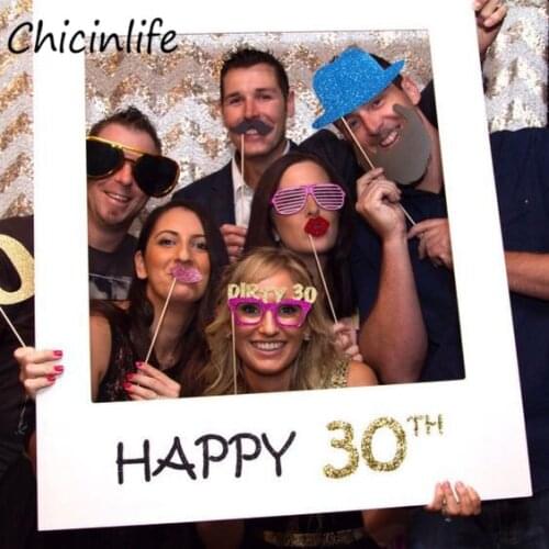 Chicinlife Happy 30/35/40/50th Paper Photo Booth Props Photo Frame Anniversary 30 years Birthday Decorations Party Gift Supplies