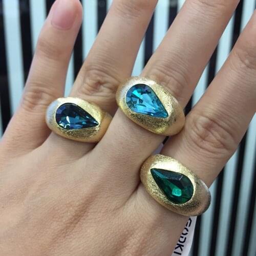 GODKI 2021Trendy BIG STONE Cassic Wedding Band Ring for Women Cubic Zircon Finger Rings Beads Charm Ring Bohemian Beach Jewelry