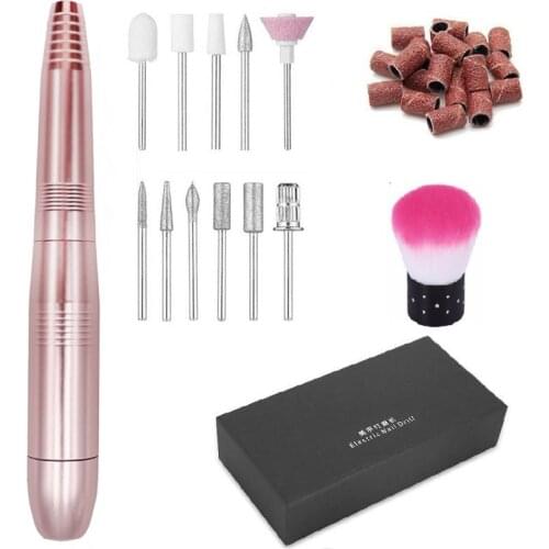 20000RPM Electric Nail Drill Machine Set 11pcs Drill Bits 16Pcs Sanding Bands Nails Art Brush Manicure Pedicure For Gel Polish