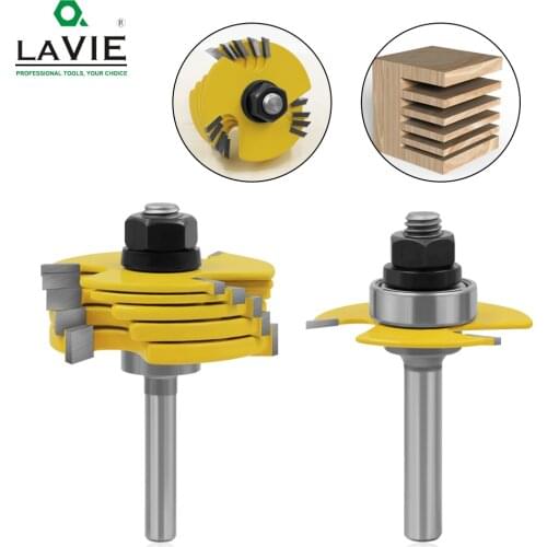 2Pc 6 Piece Slot Cutter 3 Wing Router Bit Set Woodworking Chisel Cutter Tool- 8" 12" Shank Tenon Cutter for Woodworking Tool