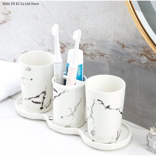 Light Luxury Ceramic Tooth Brushing Cup Set Simple Household Couple Mouthwash Cup Combination Tooth Brushing Cup Wash Set