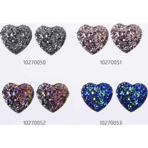 12mm Heart Druzy Cabochon Druzy Beads Druzy Earring Kit Druzy Studs Set 50PCS