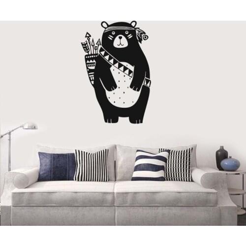 Nordic Style Cartoon Bear Wall Stickers Home Decoration For Living Room Kitchen Porch PVC Wall Paster Peel & Stick Art Diy Mural
