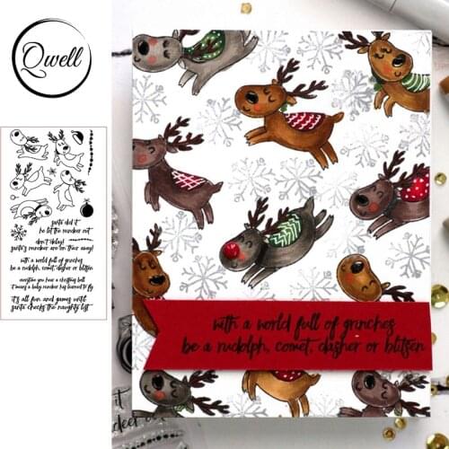 QWELL Animal Christmas Reindeer Clear Stamps for Scrapbooking and Card Making Paper Craft Transparent Silicone 2019 New