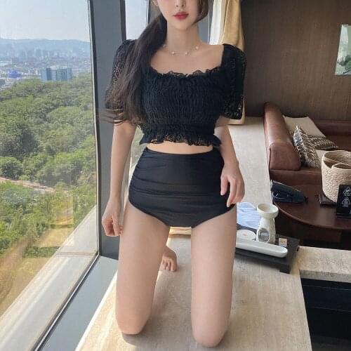 2021 New Korean Womens Two Piece Swimsuit Summer Suit Swimsuit Skirt Sexy High Waist Bikini Set Bathing Suits Beachwear