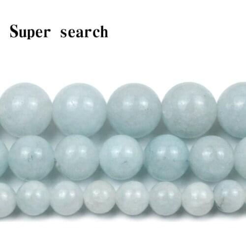 Wholesale 6 8 10mm Natural Light Aquamarin loose Beads Free Shipping Blue stone DIY Accessory Bracelet For Jewelry Making