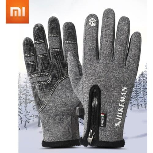 Xiaomi Winter Warm Gloves Silicone Touch Screen Zipper Plus Velvet Outdoor Sports Riding Ski Windproof Waterproof Men Women New