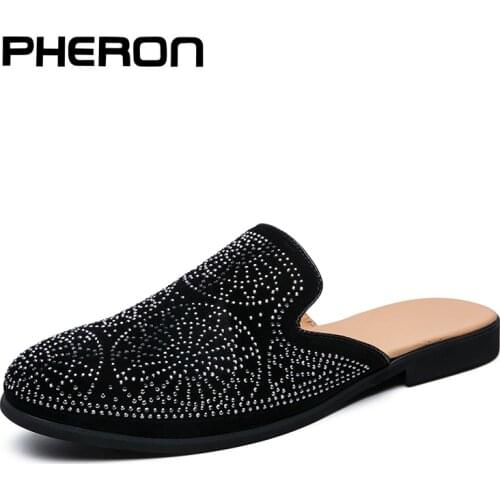 Half Shoes for Youthfashion Trendy Leisure Sneakers Flower Male Party Large Size EUR37-44 Men Summer Slippers Casual Loafers