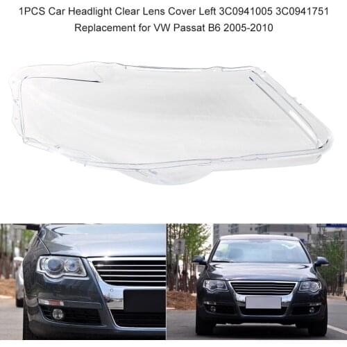 Car Headlight Clear Lens Cover 3C0941006 3C0941752 Transparent Shell Replacement for VW Passat B6 2005-2010